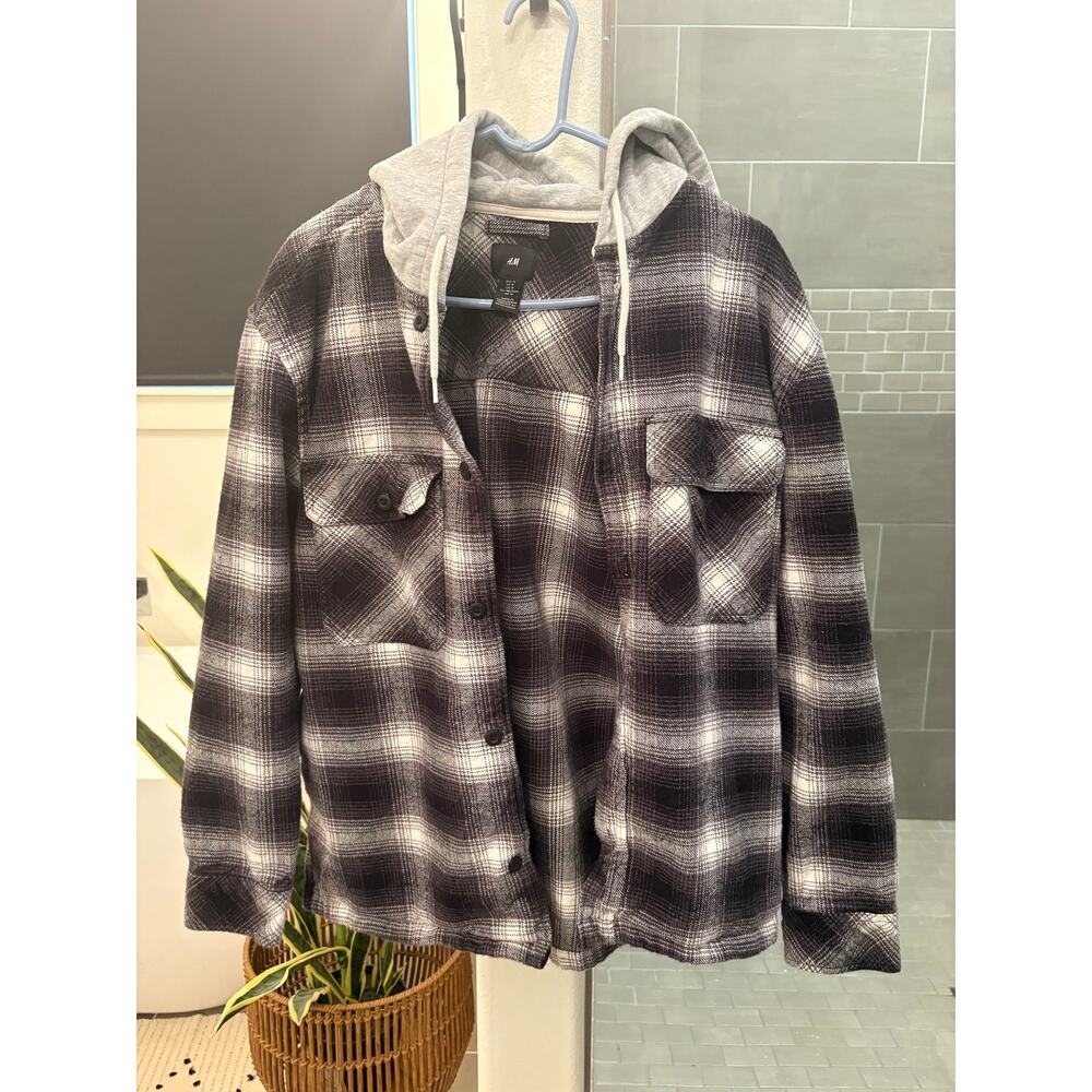 H&M men’s heavy flannel jacket hoodie